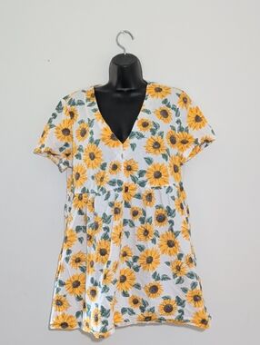 Sunflower V-neck Baby Doll Dress 🌻